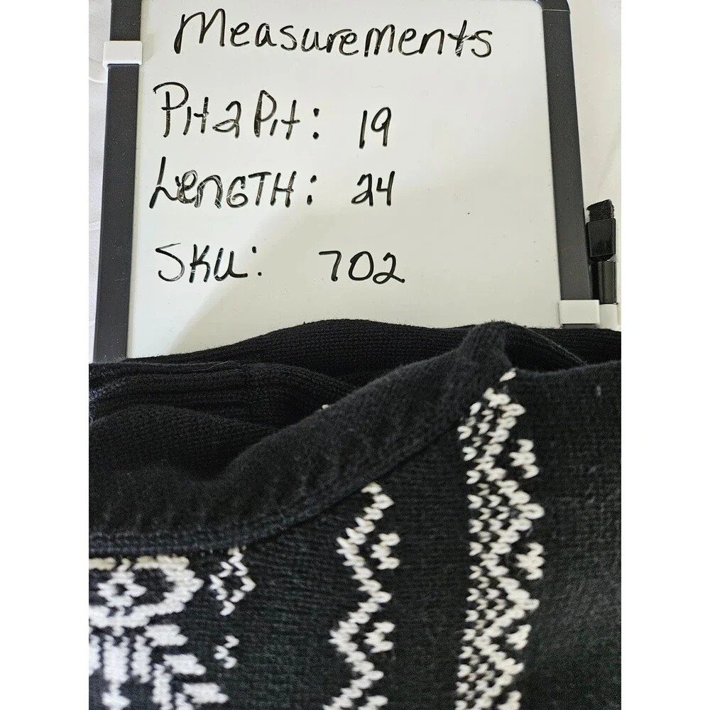 Chaps Sweater Boys XL 18/20 Black‎ Mock Neck Fair Isle Sherpa Collar
